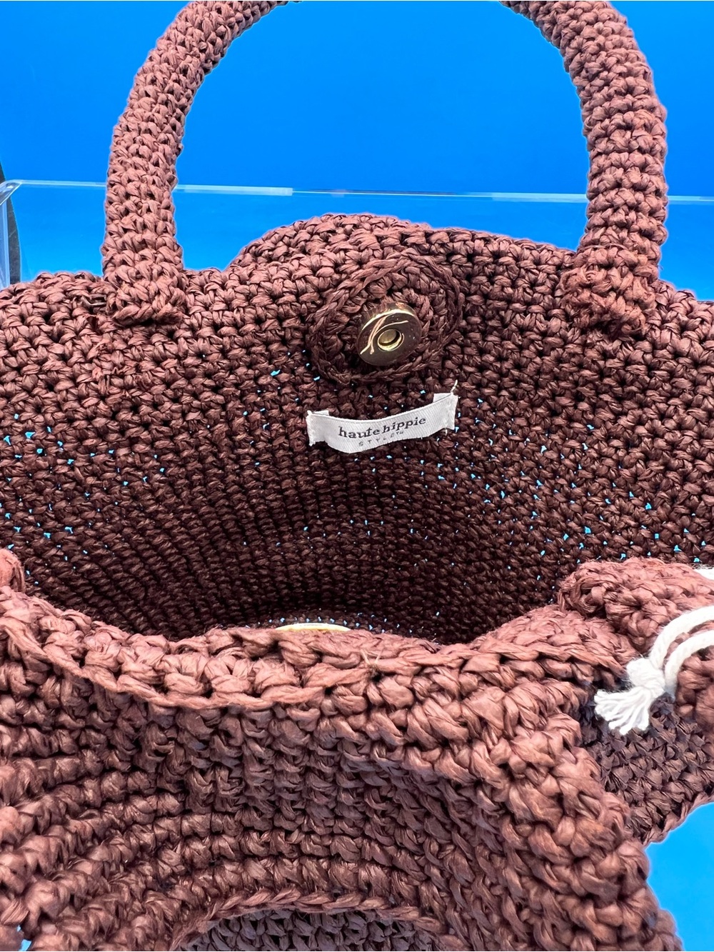 Haute Hippie Ruffled Brown Raffia Handbag, NWT - Picture 8 of 10